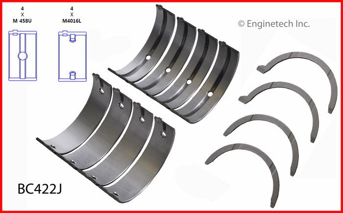 Enginetech BC422J030 Engine Full Crankshaft Main Bearing Set for Dodge, Plymouth, Hyundai, and Chrysler Models