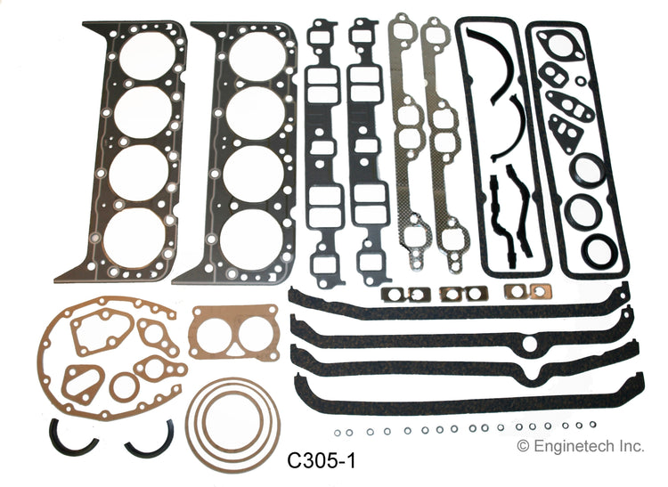 Enginetech C305-1 Engine Full Gasket Set for GMC and Chevrolet Cars and Trucks
