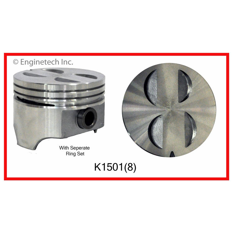 Enginetech K1501(8)020 Engine Piston Kit with Full Ring Stack for Ford 300 and More