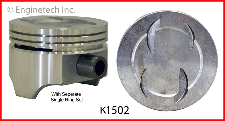 Enginetech K1502(8)P060 Engine Piston Kit with Full Ring Stack for Ford 300 Series