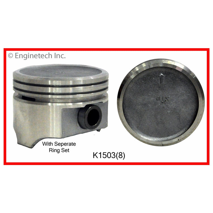 Enginetech K1503(8)040 Engine Piston Kit with Full Ring Stack for Buick Models
