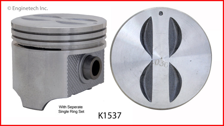 Enginetech K1537(8)STD Engine Piston Kit with Separate Full Ring Stack for Classic Chevrolet Models