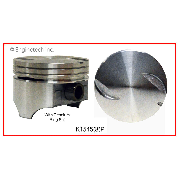 Enginetech K1545(8)P030 Engine Piston Kit with Separate Full Ring Stack for Chevrolet Vehicles