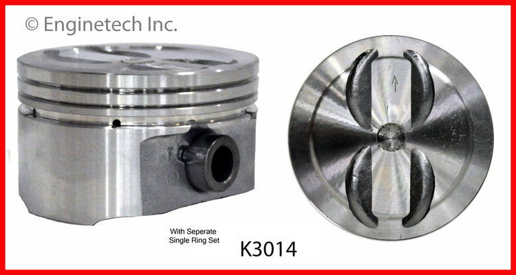 Enginetech K3014(8)PSTD Engine Piston Kit with Separate Full Ring Stack for GMC Yukon, Cadillac Escalade, Chevrolet Blazer, and C1500