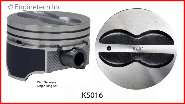 Enginetech K5016(8)020 Engine Piston Kit with Full Ring Stack for Classic Chevrolet and GMC Vehicles