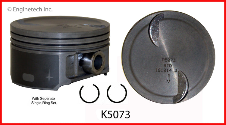 Enginetech K5073(8)P030 Engine Piston Kit with Separate Full Ring Stack for Chevy and GMC 2012 Models