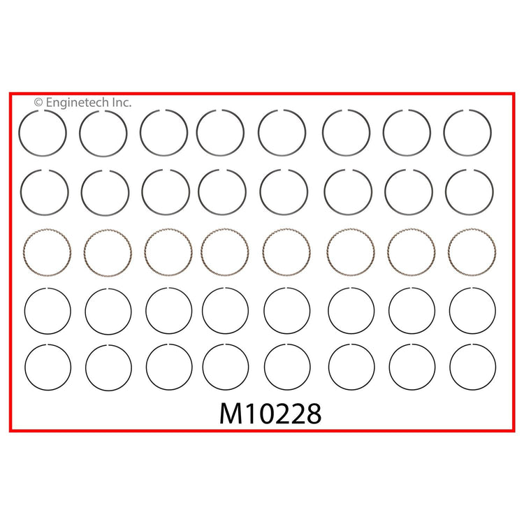 Enginetech M10228-040 Engine Premium Piston Ring Complete Set for Chevrolet, Buick, and GMC Vehicles