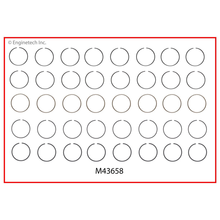 Enginetech M43658-STD Engine Premium Piston Ring Complete Set for Ford Cars