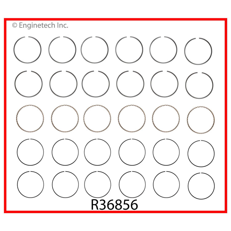 Enginetech R36856-030 Engine Cast Iron Piston Ring Complete Set for Ford Vehicles