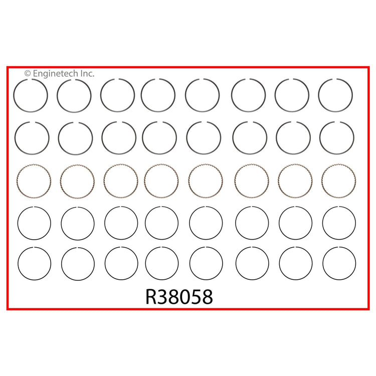 Enginetech R38058-060 Engine Cast Iron Piston Ring Complete Set for Buick and Jeep Models