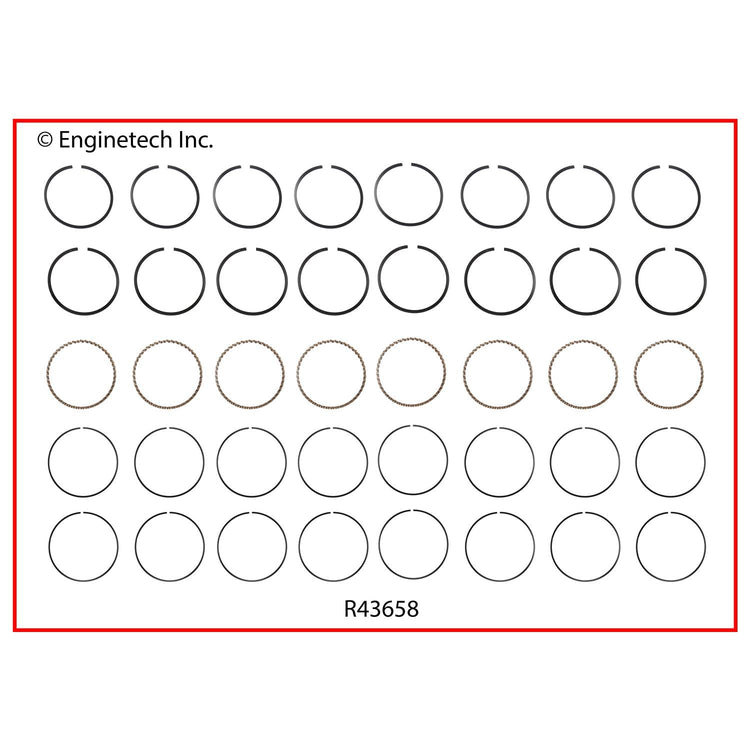 Enginetech R43658-060 Engine Cast Iron Piston Ring Complete Set for Ford Custom and Country Sedan