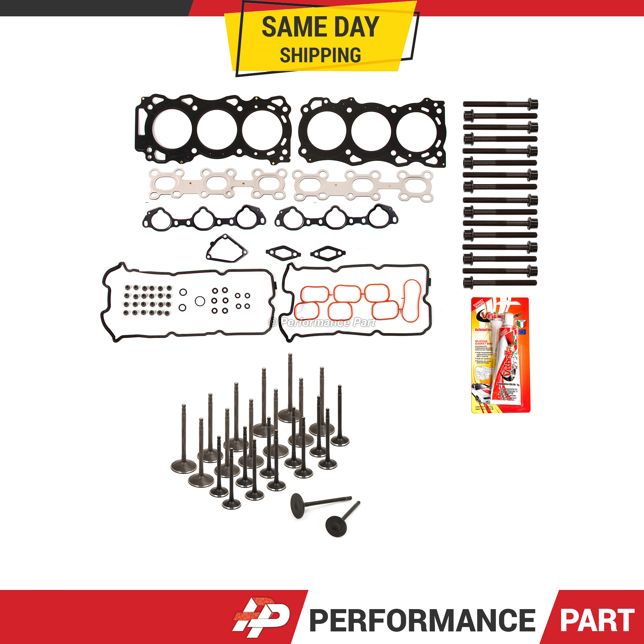 Head Gasket Set Intake Exhaust Valves for 05-09 Nissan Suzuki 4.0 DOHC VQ40DE