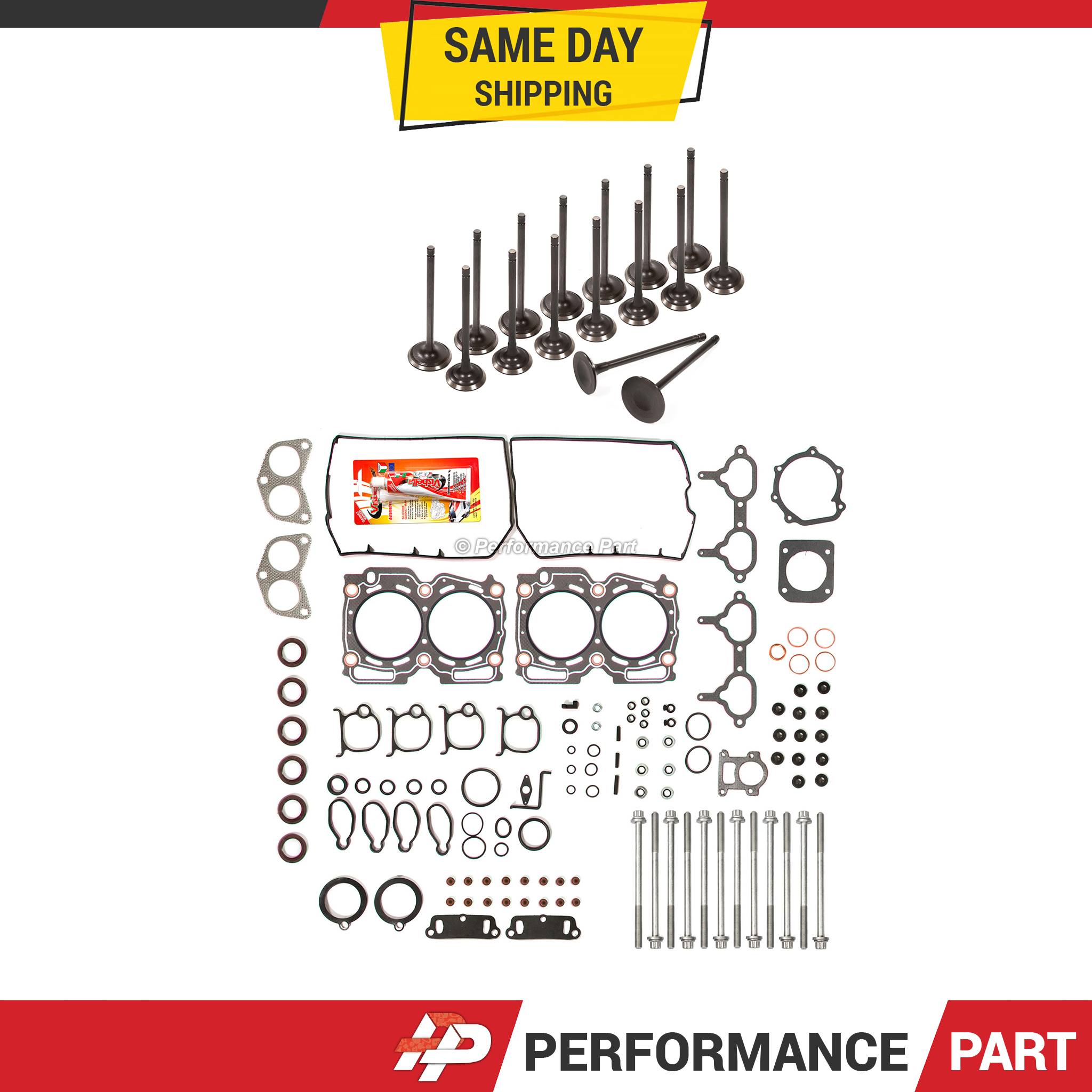 Head Gasket Set Intake Exhaust Valves For 97 99 Subaru 2 5L DOHC EJ25D