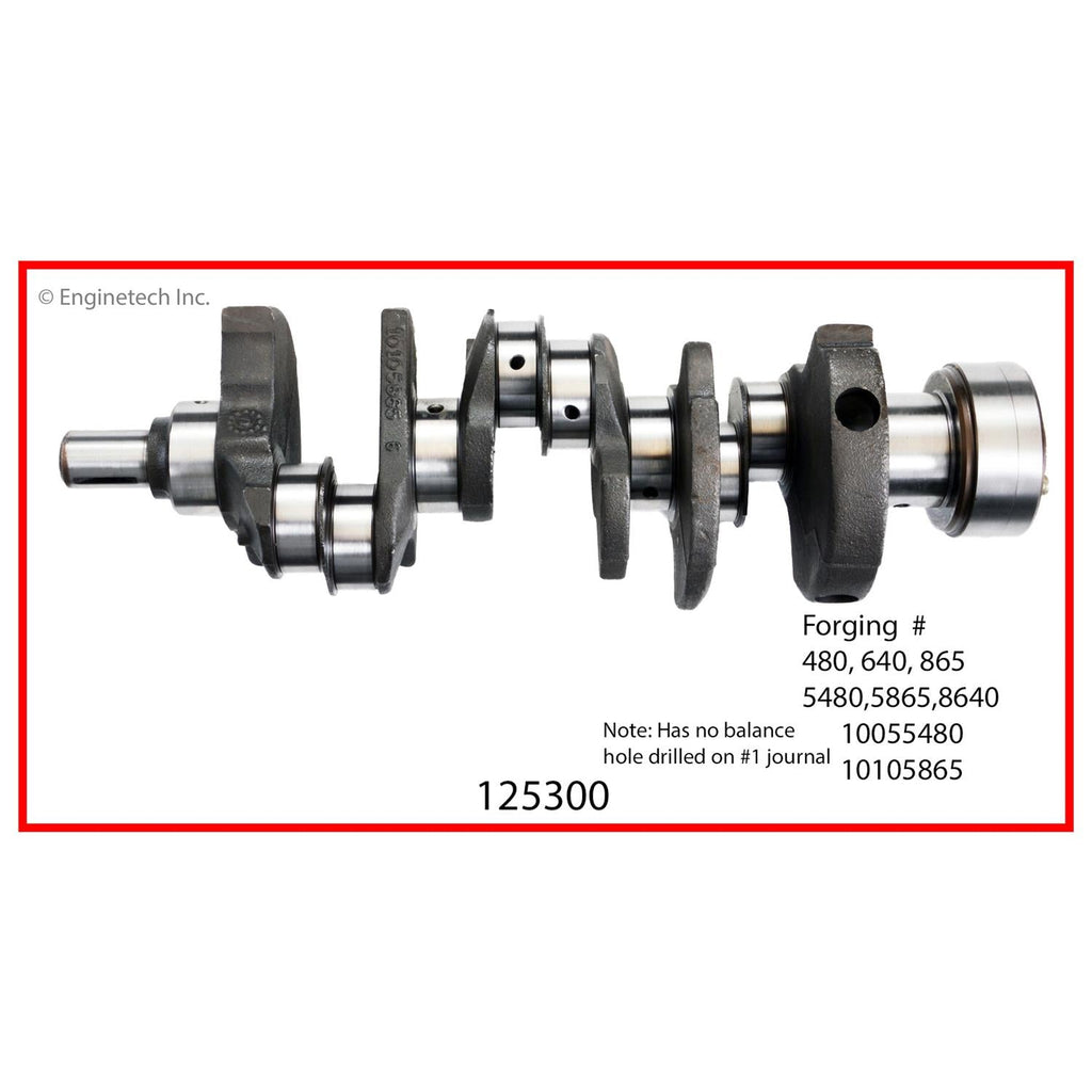 Enginetech Remanufactured Engine Crankshaft Kit with Main and Rod Bearings – Part Number 125300