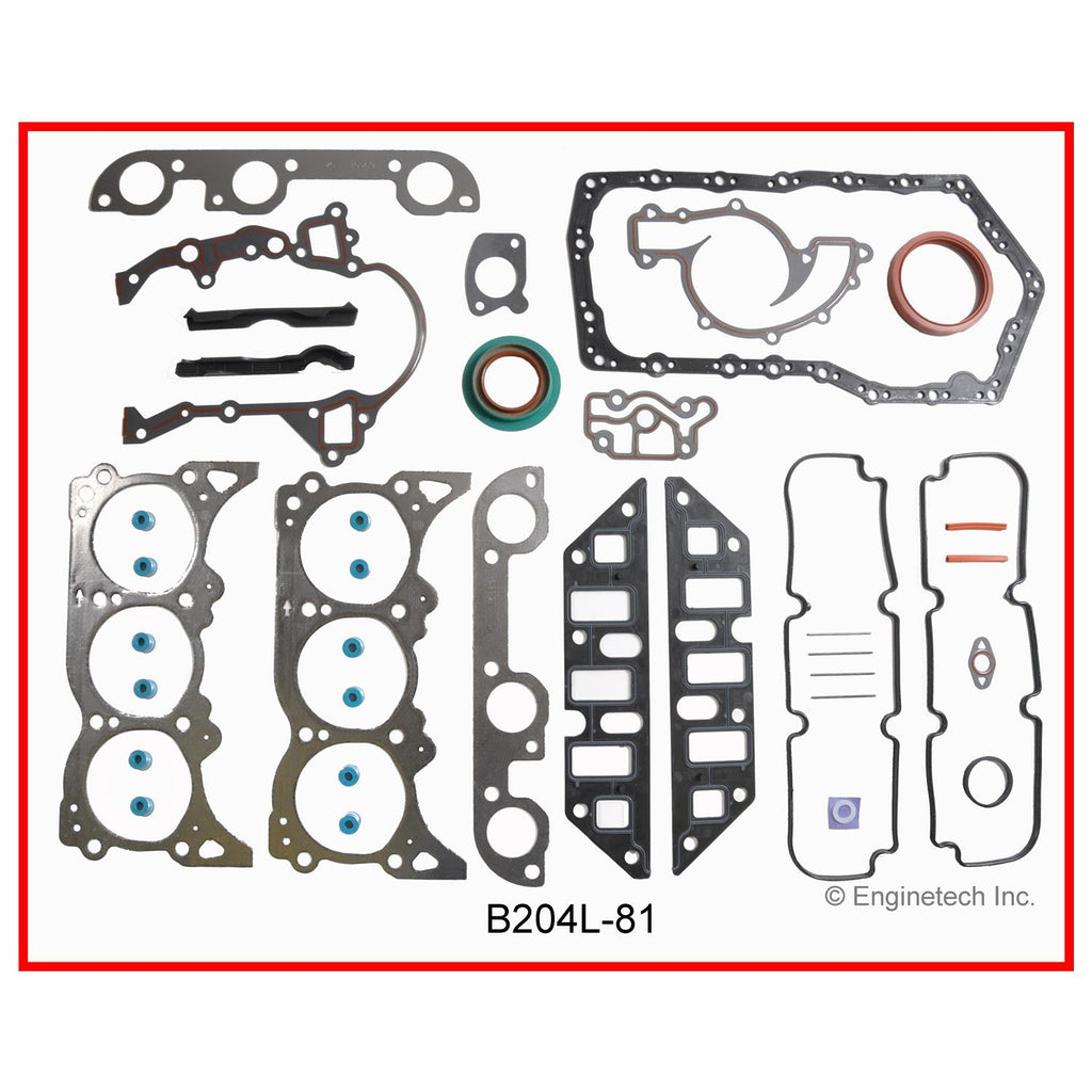 Enginetech B204L-81 Engine Full Gasket Set for Buick and Oldsmobile Vehicles