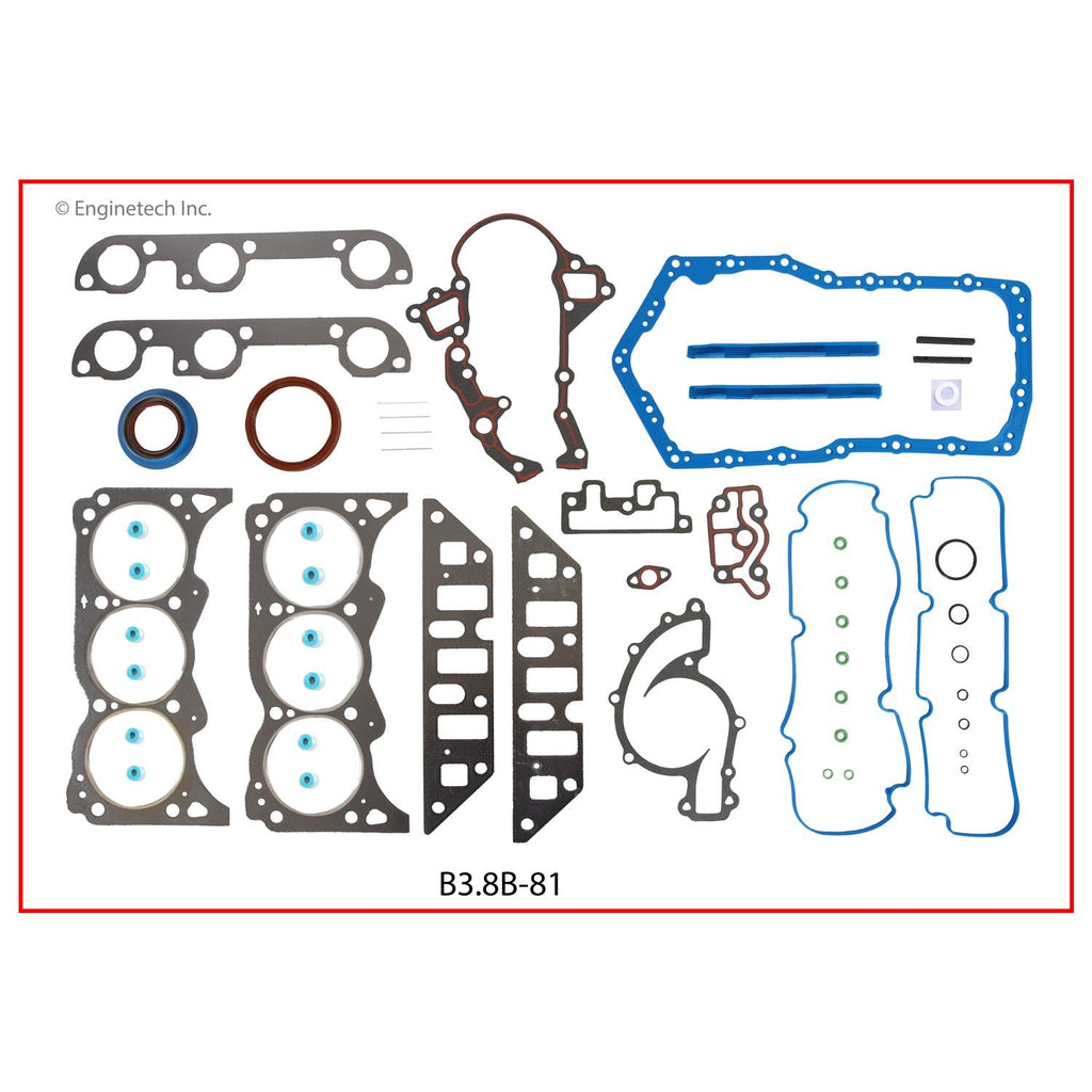 Enginetech B3.8B-81 Engine Full Gasket Set for Buick and Oldsmobile Vehicles