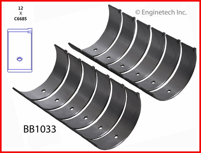 Enginetech BB1033STD Engine Full Connecting Rod Bearing Set for Isuzu Vehicles