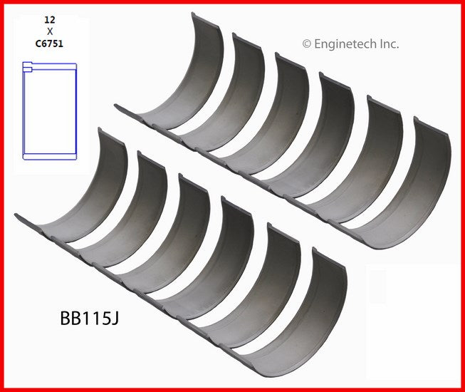 Enginetech BB115J.25 Engine Full Connecting Rod Bearing Set for Ford, Mazda, Jaguar, Lincoln