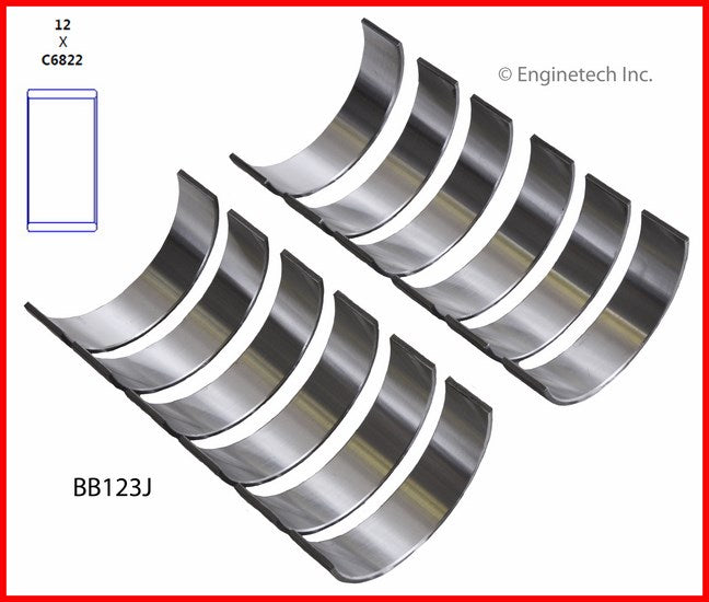 Enginetech BB123J.75 Engine Full Connecting Rod Bearing Set for Dodge and Jeep Vehicles