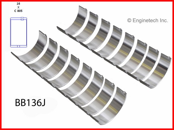 Enginetech BB136J020 Engine Full Connecting Rod Bearing Set for Domestic and Import Engines