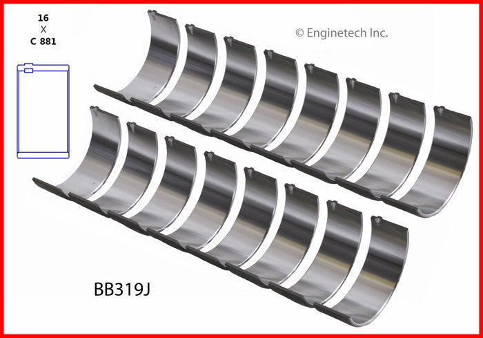 Enginetech BB319JSTD Engine Full Connecting Rod Bearing Set for Ford and Lincoln Vehicles