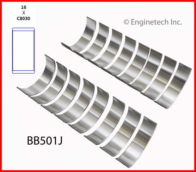 Enginetech BB501JSTD Engine Full Connecting Rod Bearing Set for Dodge and Jeep Vehicles