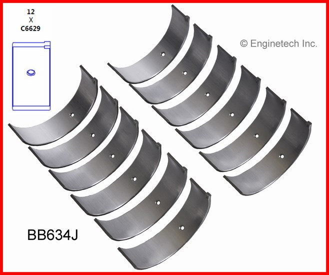 Enginetech BB634J030 Engine Full Connecting Rod Bearing Set for Select Chrysler, Dodge, Hyundai Models