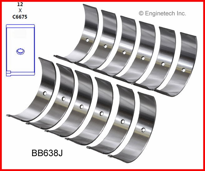 Enginetech BB638JSTD Engine Full Connecting Rod Bearing Set for Chrysler Vehicles