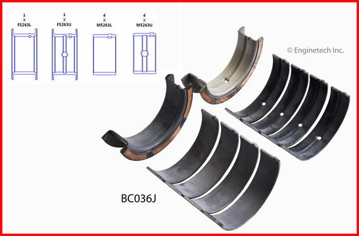 Enginetech BC036JSTD Engine Full Crankshaft Main Bearing Set for Reliable Performance