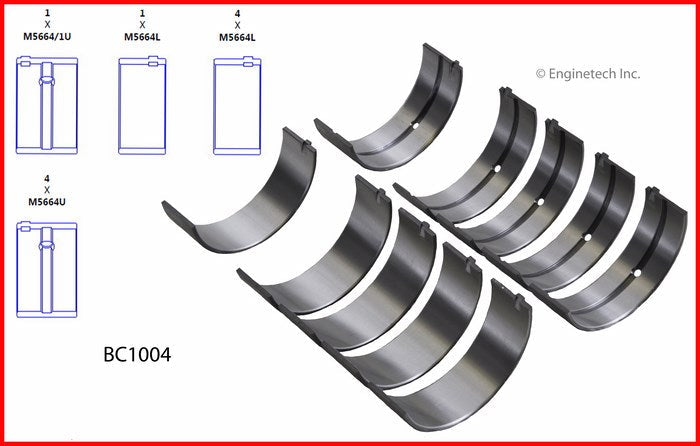 Enginetech BC1004.50 Engine Full Crankshaft Main Bearing Set for Nissan and Suzuki Vehicles