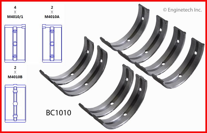 Enginetech BC1010STD Engine Full Crankshaft Main Bearing Set for Isuzu Vehicles