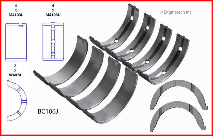 Enginetech BC106J.50 Engine Full Crankshaft Main Bearing Set for Chrysler 300M and Concorde