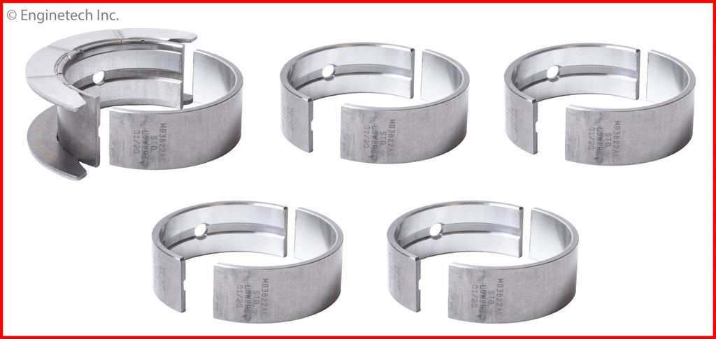 Enginetech BC116JSTD Full Crankshaft Main Bearing Set for Select Ford, Mazda, and Mercury Models