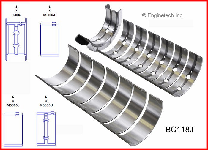 Enginetech BC118JSTD Engine Full Crankshaft Main Bearing Set for Ram 2500 & 3500 (2012-2016)