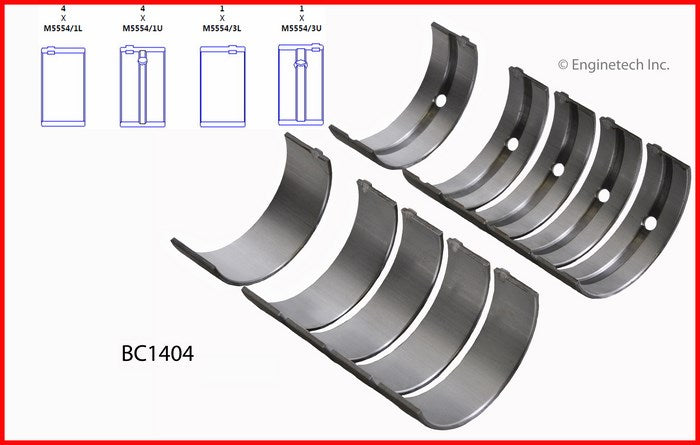 Enginetech BC1404.50 Engine Full Crankshaft Main Bearing Set for Toyota Camry