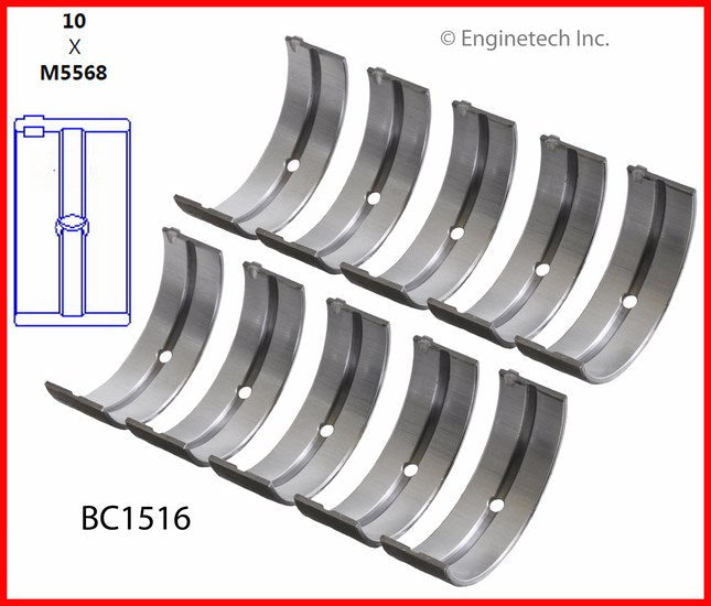 Enginetech BC1516.25 Engine Full Crankshaft Main Bearing Set for Honda, Acura, and Isuzu Vehicles