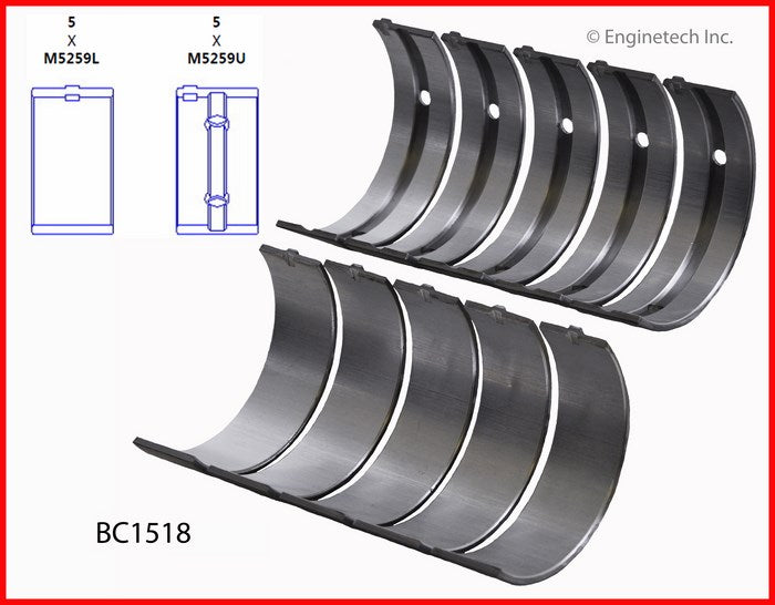 Enginetech BC1518.25 Engine Full Crankshaft Main Bearing Set for Honda and Acura 2012-2014