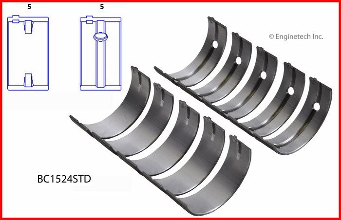 Enginetech BC1524STD Engine Full Crankshaft Main Bearing Set for 2000-2012 Mitsubishi, Chrysler, Hyundai
