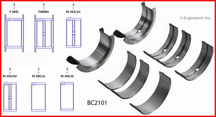 Enginetech BC2101.25 Engine Full Crankshaft Main Bearing Set for Nissan and Mercury Vehicles
