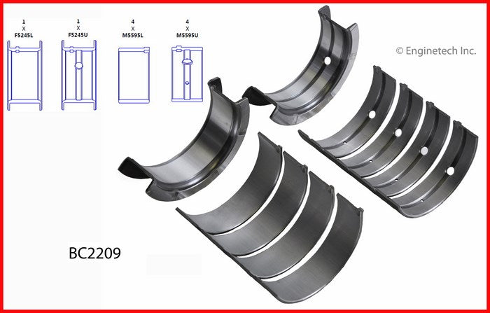 Enginetech BC2209.25 Engine Full Crankshaft Main Bearing Set for Nissan Vehicles
