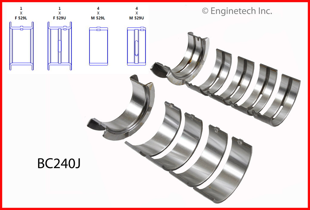 Enginetech BC240HP020 High Performance Engine Full Crankshaft Main Bearing Set