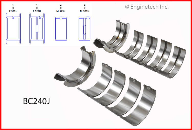 Enginetech BC240JSTD Engine Full Crankshaft Main Bearing Set for Improved Engine Performance
