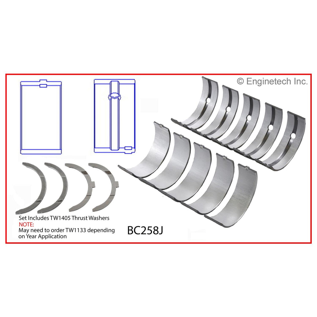 Enginetech BC258J.75 Engine Full Crankshaft Main Bearing Set for Toyota 4Runner (1984-1993)