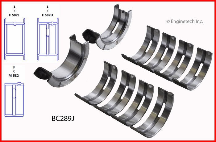 Enginetech BC289J.75 Engine Full Crankshaft Main Bearing Set for Ford and Mercury Models