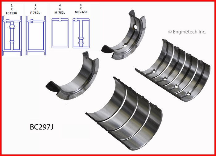 Enginetech BC297J010 Engine Full Crankshaft Main Bearing Set for Classic GMC, Jeep, and Chevrolet Models