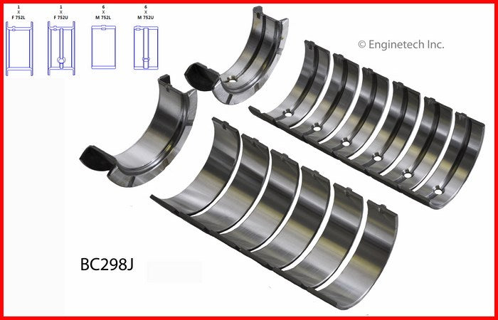 Enginetech BC298JSTD Engine Full Crankshaft Main Bearing Set for Improved Engine Performance