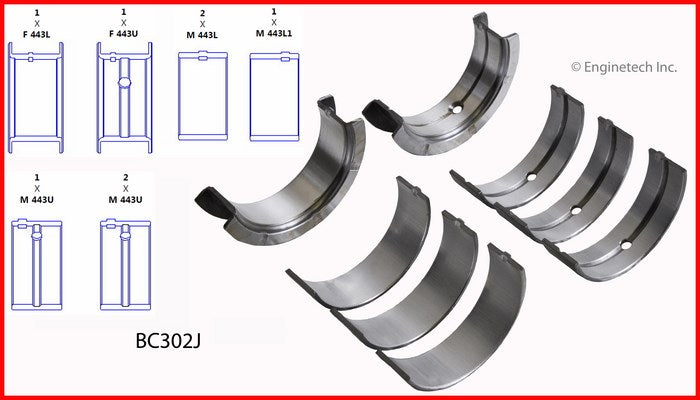 Enginetech BC302J030 Engine Full Crankshaft Main Bearing Set for Buick and Oldsmobile