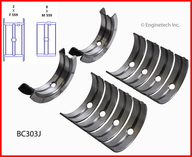 Enginetech BC303J020 Engine Full Crankshaft Main Bearing Set for Enhanced Engine Performance