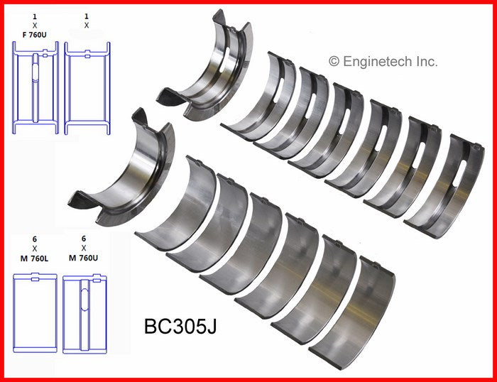 Enginetech BC305J030 Engine Full Crankshaft Main Bearing Set for Optimal Engine Support