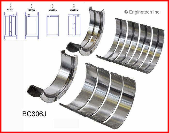 Enginetech BC306JSTD Engine Full Crankshaft Main Bearing Set for Ford LTD Crown Victoria & Bronco